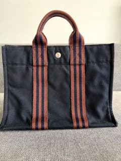 HERMES フールトゥ PM トートバッグ ネイビー ブラウン - メルカリ