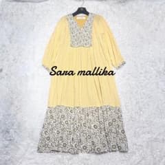 極美品 sara mallika コットンルレックスダブルフラワープリントドレス