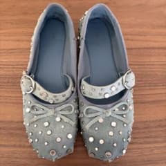 ZARA デニム スタッズ フラットシューズ 3のサムネイル