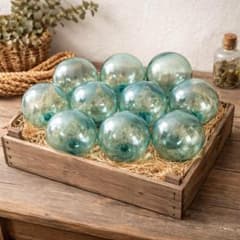 ガラス浮き玉 10cm 10個セット レトロ 気泡ガラス インテリア