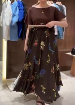 新品】CADUNE♡フルーツフラワースカート34XS定価28,600円ブラウン