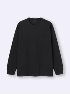 【美品】GU ヘビーウェイトクルーネックT(長袖) Black Sサイズのサムネイル