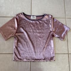 W.W.G. ベルベット 半袖Tシャツ ピンク