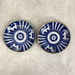 小皿 2点 山仁製 サーカス象 図変わり 印判 明治大正 アンティーク F② 小皿 2点 山仁製 サーカス象 図変わり 印判 明治大正 アンティーク F②