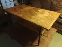 希少　ヘリンボーン　アイアン　エトウ　大川　ローテーブル　机　インダストリアル 希少 ヘリンボーン アイアン エトウ 大川 ローテーブル 机