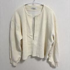 BEAUTY&YOUTH リブ ベロア Vネックプルオーバー ホワイト F 美品