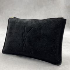 Yves Saint Laurent スエード ブラック ポーチ 8496 - メルカリ