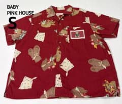 BABY PINK HOUSE くま 赤 半袖シャツ S レトロのサムネイル