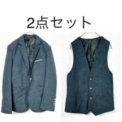 [KR]WEEN CHARM【S】スーツセット ジャケット ベスト デニム風 チェック 이미지