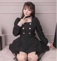 ♥pium♥초커 프릴 하트 긴소매 셋업