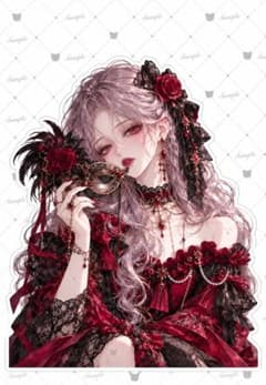 深紅の仮面令嬢｜ゴシック人物ステッカー3枚のサムネイル