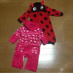 フワフワ☆てんとう虫＆ウサギ柄 カバーオールのサムネイル