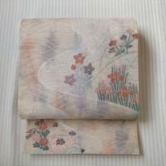 【夏袋帯】風に揺れる淡彩の藤が美しい◆優雅なぼかしの紗帯 Obi/Vintage 夏袋帯】淡彩ぼかし×四季草花◇流水に浮かぶ桔梗・菖蒲 Obi/Vintage