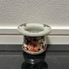 犬山焼赤絵花鳥図蓋置 茶道具懐石茶箱鵬雲斎坐忘斎淡々斎即中斎茶碗
