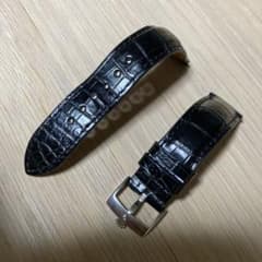 極美品 20mm-18mmブラック 本物クロコダイルベルト スイス製 オマケ付