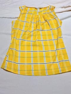 Banana Republic ノースリーブ チェック柄 イエロー Sのサムネイル