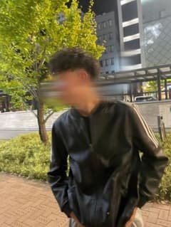 レザーアウター ストライプ付き 黒のサムネイル