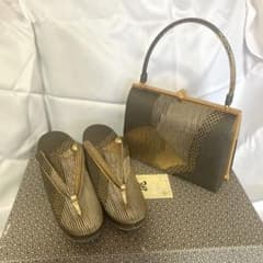 【超美品】和装用バッグ　下駄　セット　金　ゴールド　結婚式　冠婚　結納
