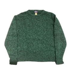 80s ウールリッチ メランジ ウールニット セーター 羊タグ 黒×緑 レア 