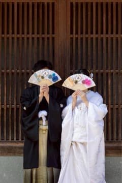 和装前撮り 結婚しましたガーランド　夫婦扇子 2点セット！のサムネイル