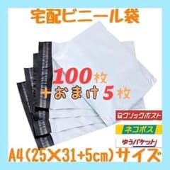 A4サイズ 宅配ビニール袋 100枚セット 梱包袋 ゆうゆうメルカリ便 白 激安のサムネイル