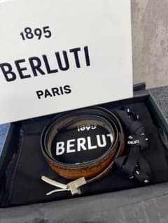 極美品】ベルルッティ リバーシブル レザーベルト ブラウン 箱、袋あり 