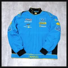 F1 レーシングジャケット ルノー系 レプリカ 刺繍ワッペン 90s Y2K 青 