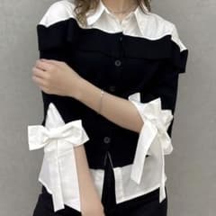 dazzlin シャツレイヤードライクニットトップスのサムネイル