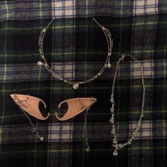【着画あり】エルフ コスプレ 仮装セット ハロウィン つけ耳 ネックレス 冠のサムネイル