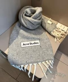 Acne Studios グレー マフラー フリンジ付き - メルカリ