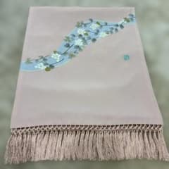 美品 加賀友禅 正絹 ショール 作家もの 松島由美 花柄 淡いピンク
