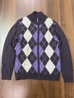 COMME CA ISM アーガイル柄 ジップアップニット Mのサムネイル