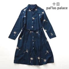 パラスパレス 十日 タンポポ刺繍 インディゴ シャツワンピース 藍染