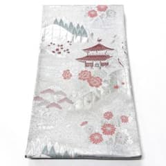 A3087 ○高級 正絹 プラチナ銀箔二重織 六通 袋帯 - メルカリ