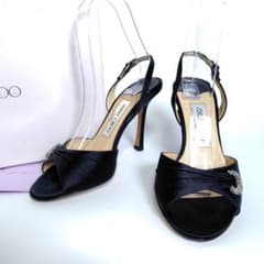 JIMMY CHOO サンダル 35.5 ビジュー ラインストーン サテン 黒 JIMMY CHOO サンダル 35.5 ビジュー ラインストーン サテン 黒 - メルカリ
