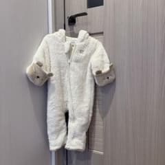 値下げ中！美品♡SLAP SLIP フリースロンパース 70-80cm ホワイトのサムネイル