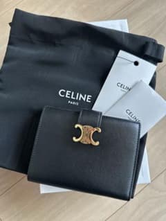 CELINE ブラックレザー 二つ折り財布 - メルカリ