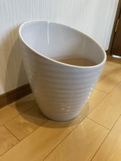 【オシャレ】【人気】胡蝶蘭　鉢　ホワイト 斜めカット 陶器製のサムネイル