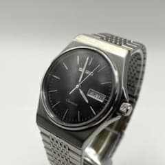 [Working/New Battery] SEIKO Chronos Men's Watch, Black Dial, Quartz