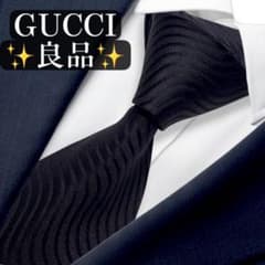 良品✨GUCCI ネクタイ ジャガード 波 ブラック ソリッド系 - メルカリ