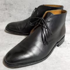 【アクアスキュータム】チャッカブーツ/黒/レザー/日本製/25cm/幅広3E アクアスキュータム】チャッカブーツ/黒/レザー/日本製/25cm/幅広3E