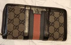 【極美品】GUCCI　シェリーライン　キャンバス　ラウンドファスナー　バンブーのサムネイル