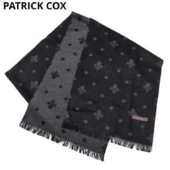未使用 日本製 PATRICK COX パトリック コックス シルク マフラー パトリックコックス PATRICK COX シルク マフラー ブラック✕グレー