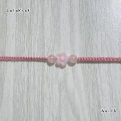 ハンドメイド ビーズ ミサンガ ブレスレット アクセサリー お花 ピンクのサムネイル