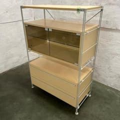 無印良品 スチールユニットシェルフ ① ガラス開戸 引出付 収納棚