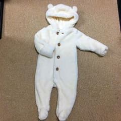 超美品 babygap くま耳付きもこもこカバーオールのサムネイル