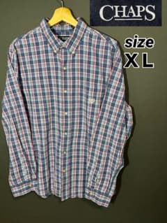 【好配色】CHAPSチャップス BDチェックシャツ XL 紺ピンク月桂樹 00sのサムネイル
