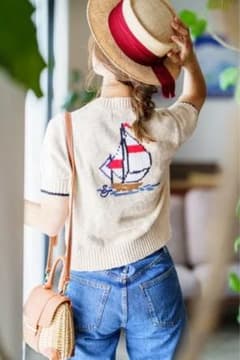 美品♡ セブンテン　マリンモチーフ　半袖カーディガンのサムネイル