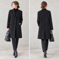 美品✨ ドゥーズィエムクラス カシミヤ混 チェスターコート 38 黒
