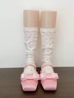 ピンク 花柄 ボタン ガーリー 靴下 ニーソックス 森ガール Y2Kのサムネイル